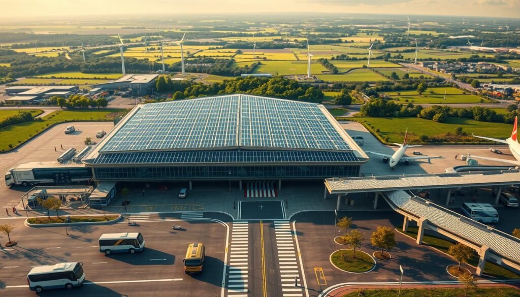 impacto sostenible transporte aeropuertos